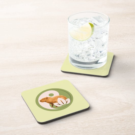 Zen Capybara Yin Yang Vreedzame Natuur Bier Onderzetter (Rechterzijde)