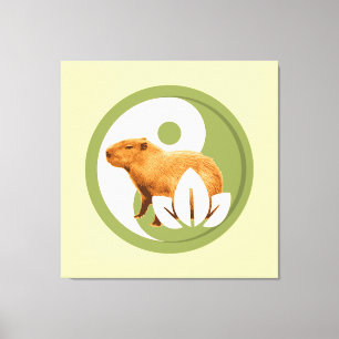 Zen Capybara Yin Yang Vreedzame Natuur Canvas Afdruk