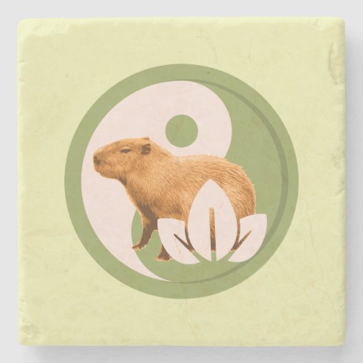 Zen Capybara Yin Yang Vreedzame Natuur Kunst Stenen Onderzetter (Voorkant)