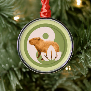 Zen Capybara Yin Yang Vreedzame Natuur Metalen Ornament