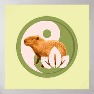 Zen Capybara Yin Yang Vreedzame Natuur Poster