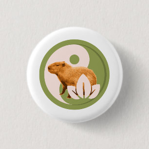 Zen Capybara Yin Yang Vreedzame Natuur Ronde Button 3,2 Cm