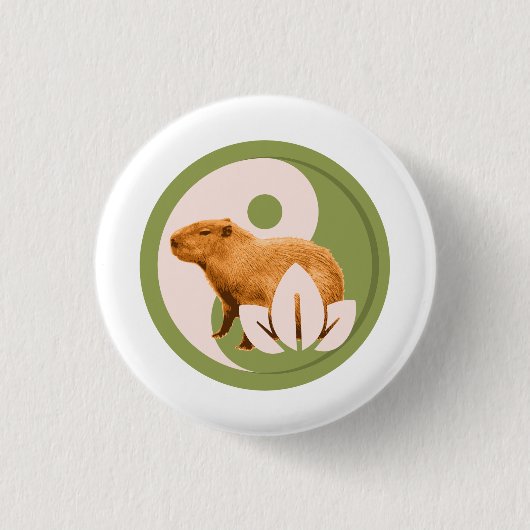 Zen Capybara Yin Yang Vreedzame Natuur Ronde Button 3,2 Cm (Voorkant)