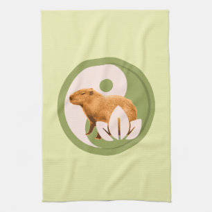 Zen Capybara Yin Yang Vreedzame Natuur Theedoek
