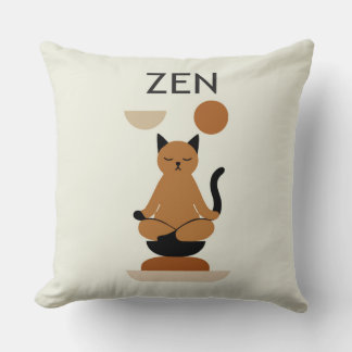 Zen Cat Meditation Throw Pillow – Cute Minimalist  Kussen