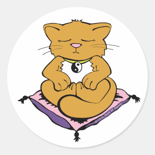 Zen Cat Ronde Sticker (Voorkant)