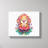 Zen Cat Vibes - Mediterende Kat Psychedelic Canvas Afdruk (Voorkant)