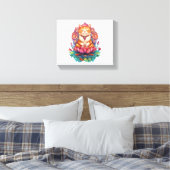 Zen Cat Vibes - Mediterende Kat Psychedelic Canvas Afdruk (Insitu (Slaapkamer))