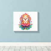 Zen Cat Vibes - Mediterende Kat Psychedelic Canvas Afdruk (Insitu (Houten vloer))