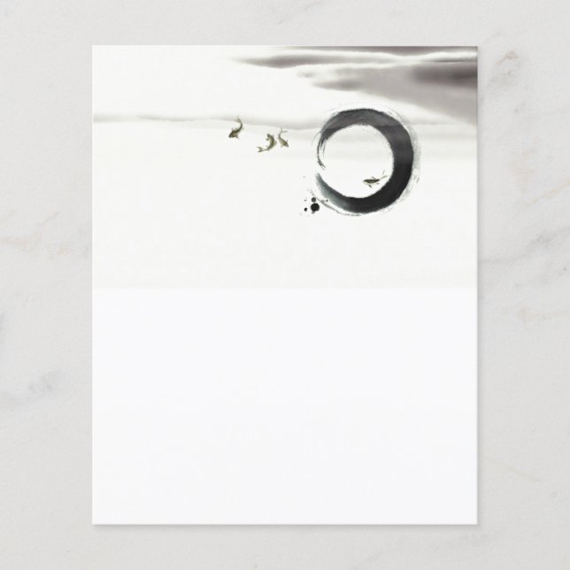 Zen Circle Enso Koi Brush Painting Art (Voorkant)