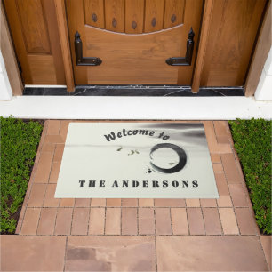 Zen Circle Enso Koi Brush Painting Custom Welkom Deurmat