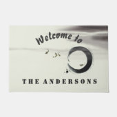 Zen Circle Enso Koi Brush Painting Custom Welkom Deurmat (Voorkant)