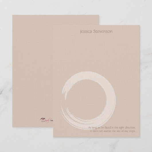 Zen Circle Flat Note Card (tan) Notitiekaartje (Voorkant / Achterkant)