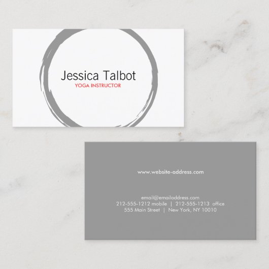 ZEN CIRCLE in grijs en wit Visitekaartje (Voorkant / Achterkant)
