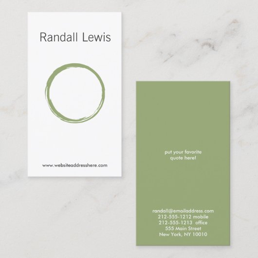 ZEN CIRCLE in MOSS GROEN Visitekaartje (Voorkant / Achterkant)