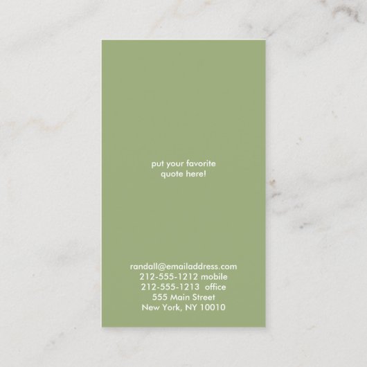 ZEN CIRCLE in MOSS GROEN Visitekaartje (Achterkant)