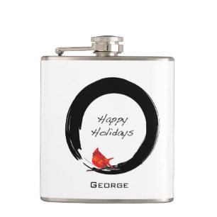 Zen Circle with Christmas Cardinal Heupfles