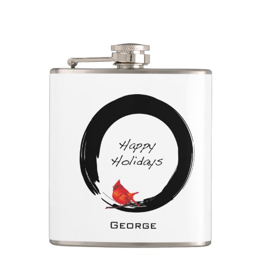 Zen Circle with Christmas Cardinal Heupfles (Voorkant)
