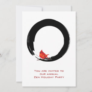 Zen Circle with Christmas Cardinal Kaart