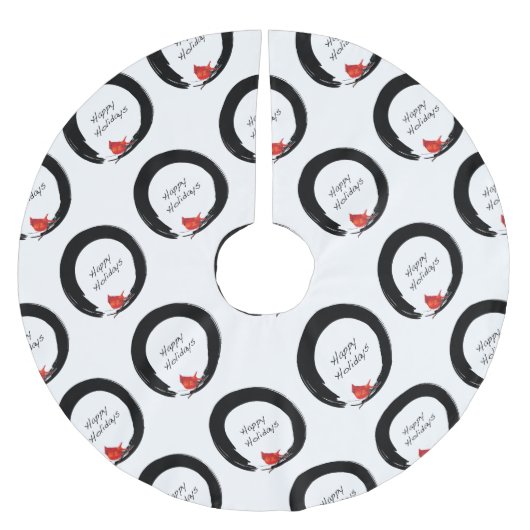 Zen Circle with Christmas Cardinal Kerstboom Rok (Voorkant)