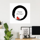 Zen Circle with Christmas Cardinal Poster (Thuiskantoor)