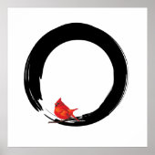 Zen Circle with Christmas Cardinal Poster (Voorkant)