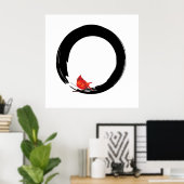 Zen Circle with Christmas Cardinal Poster (Thuiskantoor)