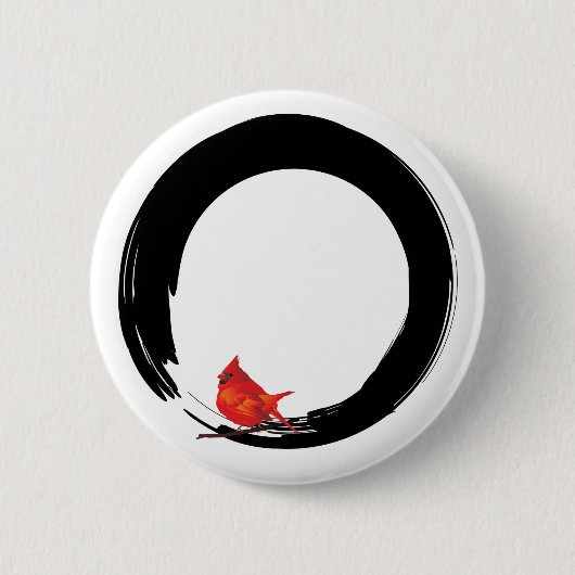 Zen Circle with Christmas Cardinal Ronde Button 5,7 Cm (Voorkant)