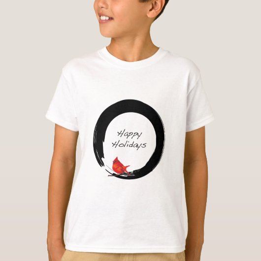 Zen Circle with Christmas Cardinal T-shirt (Voorkant)
