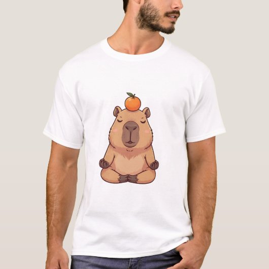 Zen Citrus Capybara – Peaceful Cartoon Capybara T-shirt (Voorkant)
