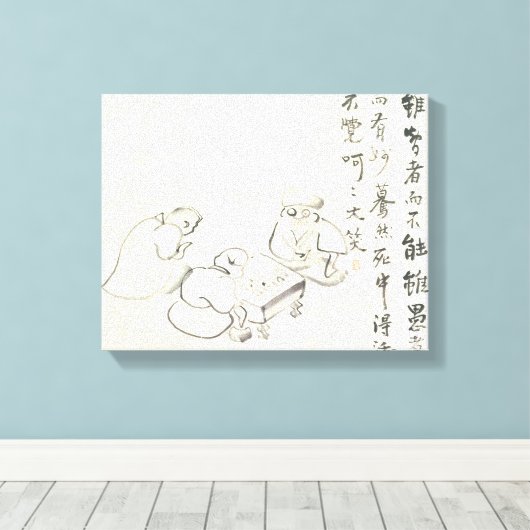 Zen Classics - Gibon Sengai - Gans & Heron Canvas Afdruk (Insitu (Houten vloer))