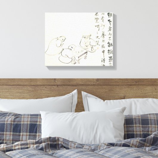 Zen Classics - Gibon Sengai - Gans & Heron Canvas Afdruk (Insitu (Slaapkamer))