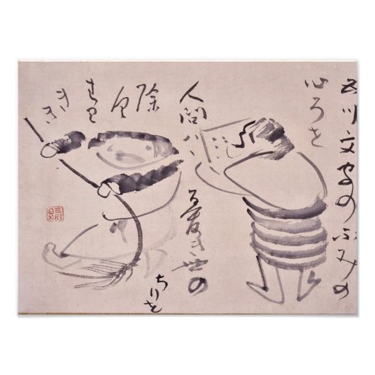 Zen Classics - Gibon Sengai - Kanzan en Jittoku Foto Afdruk (Voorkant)