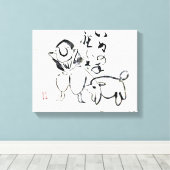 Zen Classics - Gibon Sengai - Man en een hond Canvas Afdruk (Insitu (Houten vloer))