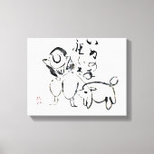 Zen Classics - Gibon Sengai - Man en een hond Canvas Afdruk (Voorkant)