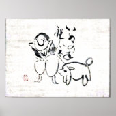 Zen Classics - Gibon Sengai - Man en een hond Poster (Voorkant)