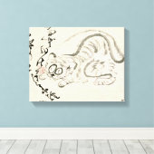 Zen Classics - Gibon Sengai - Tijger Canvas Afdruk (Insitu (Houten vloer))