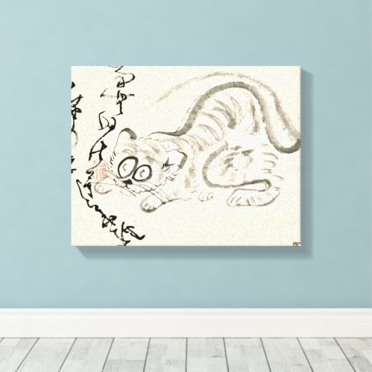Zen Classics - Gibon Sengai - Tijger Canvas Afdruk (Insitu (Houten vloer))