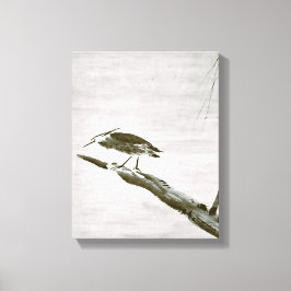 Zen Classics - Sesshu - Heron en Willow Canvas Afdruk