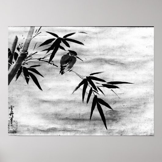 Zen Classics - Sesshu - Vogel en Bamboe Poster (Voorkant)