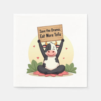 Zen Cow Protest – Save the Drama, Eat More Tofu Servet