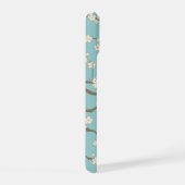 Zen Cream Sakura Kersenbloesem Bloemen op blauw iPhone 15 Case (Rechterkant)