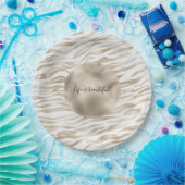 Zen Cream White Coca Brown Zebra Print Papieren Bordje (Feest)