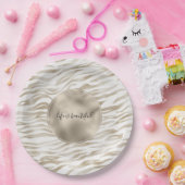 Zen Cream White Coca Brown Zebra Print Papieren Bordje (Feest)