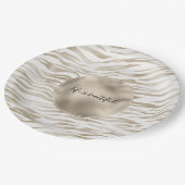 Zen Cream White Coca Brown Zebra Print Papieren Bordje (Gekanteld)