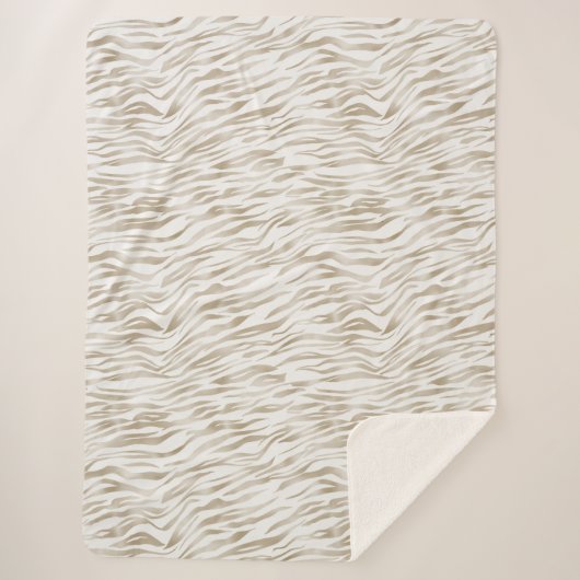 Zen Cream White Coca Brown Zebra Print Sherpa Deken (Voorkant)