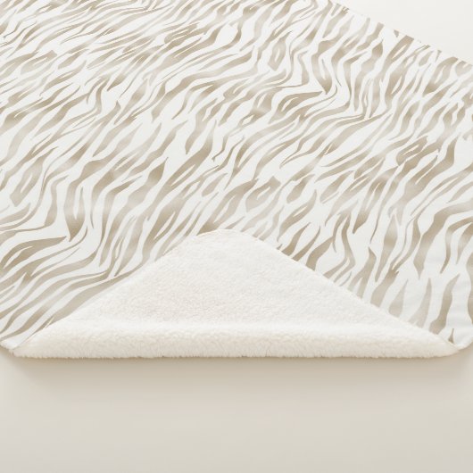 Zen Cream White Coca Brown Zebra Print Sherpa Deken (3/4)