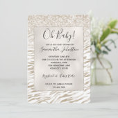 Zen Cream White Cocoa Brown Glitter Zebra Print Kaart (Staand voorkant)