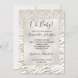 Zen Cream White Cocoa Brown Glitter Zebra Print Kaart