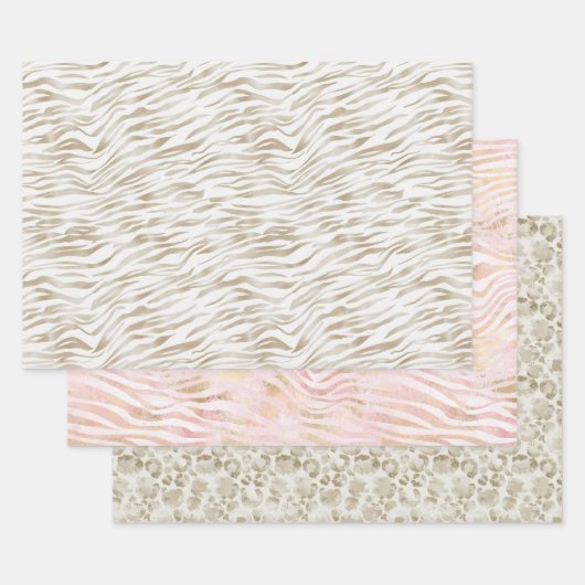 Zen Cream White Cocoa Brown Zebra Print Inpakpapier Vel (Set)